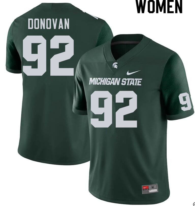 Women #92 Michael Donovan Michigan State Spartans College Football Jerseys Sale-Green